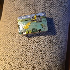 Vintage Chinese China cloisonné enamel copper trinket pill box